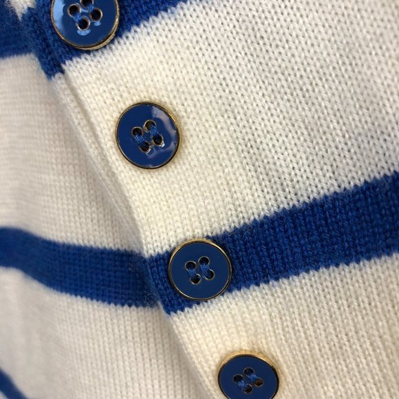 J. McLaughlin Striped Button Cuff Italian Merino Wool Sweater Sz M - Picture 7 of 11